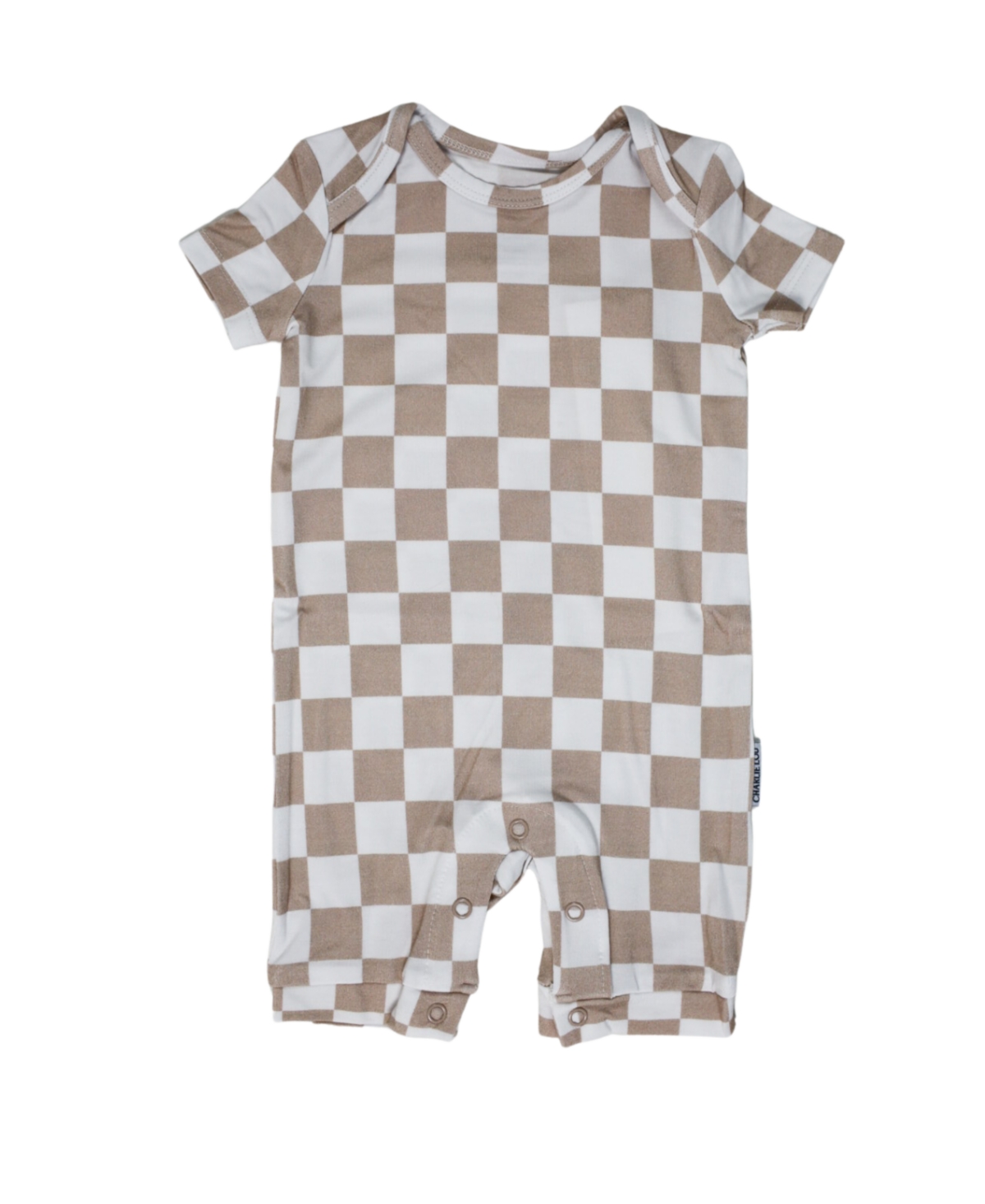 Charlie Lou Baby Unisex Checkered Shortie Romper - Baby In Checkered Beige