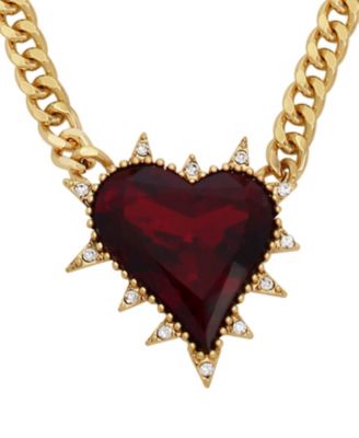 Betsey Johnson Faux Stone Spikey Heart Pendant Necklace - Macy's