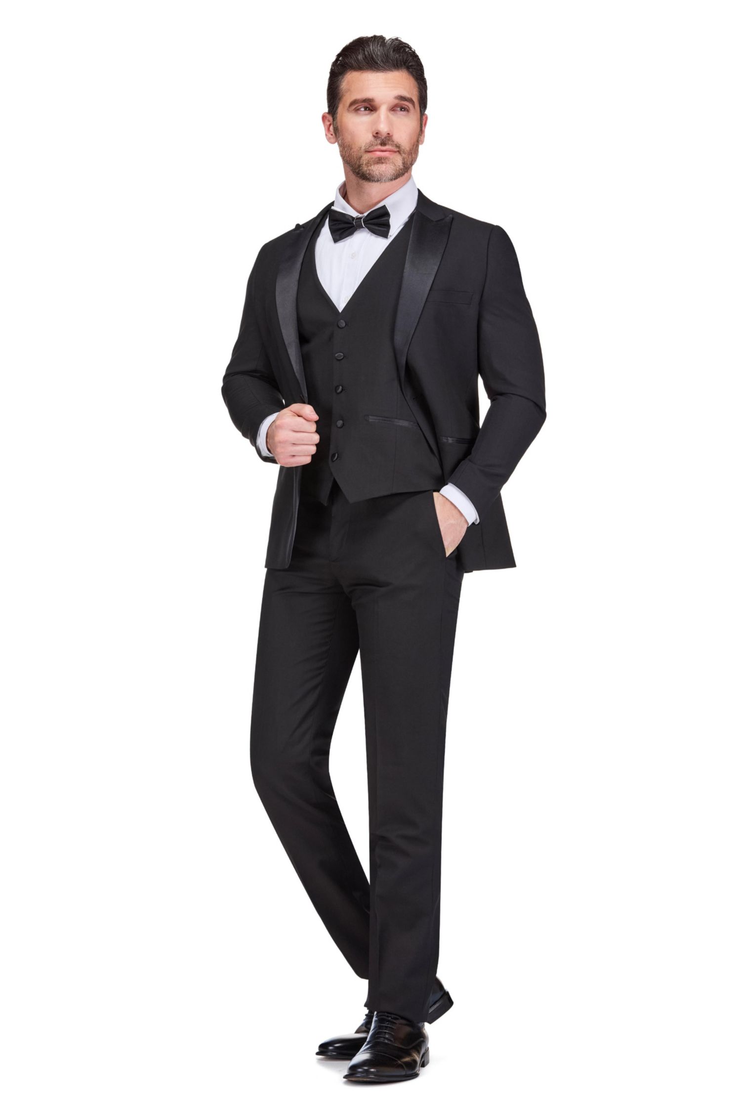 Men's 3-Piece Slim Fit Tuxedo with Peak Lapel