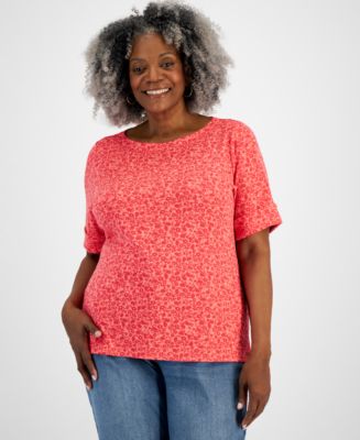 売れ筋商品|||スタイルアンドコー カットソー トップス レディース Plus Size Printed  Elbow-Sleeve Top, Exclusively at Macy's Blushing Combo 26460817_fpx.tif?$filterlrg$&