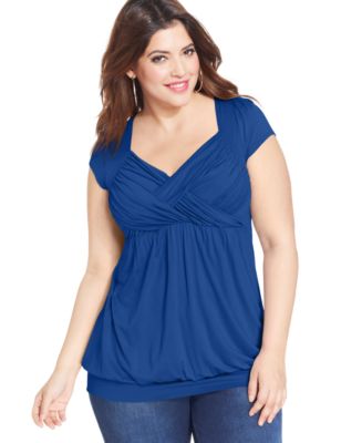 Soprano Trendy Plus Size Ruched Empire Top - Tops - Plus Sizes - Macy's
