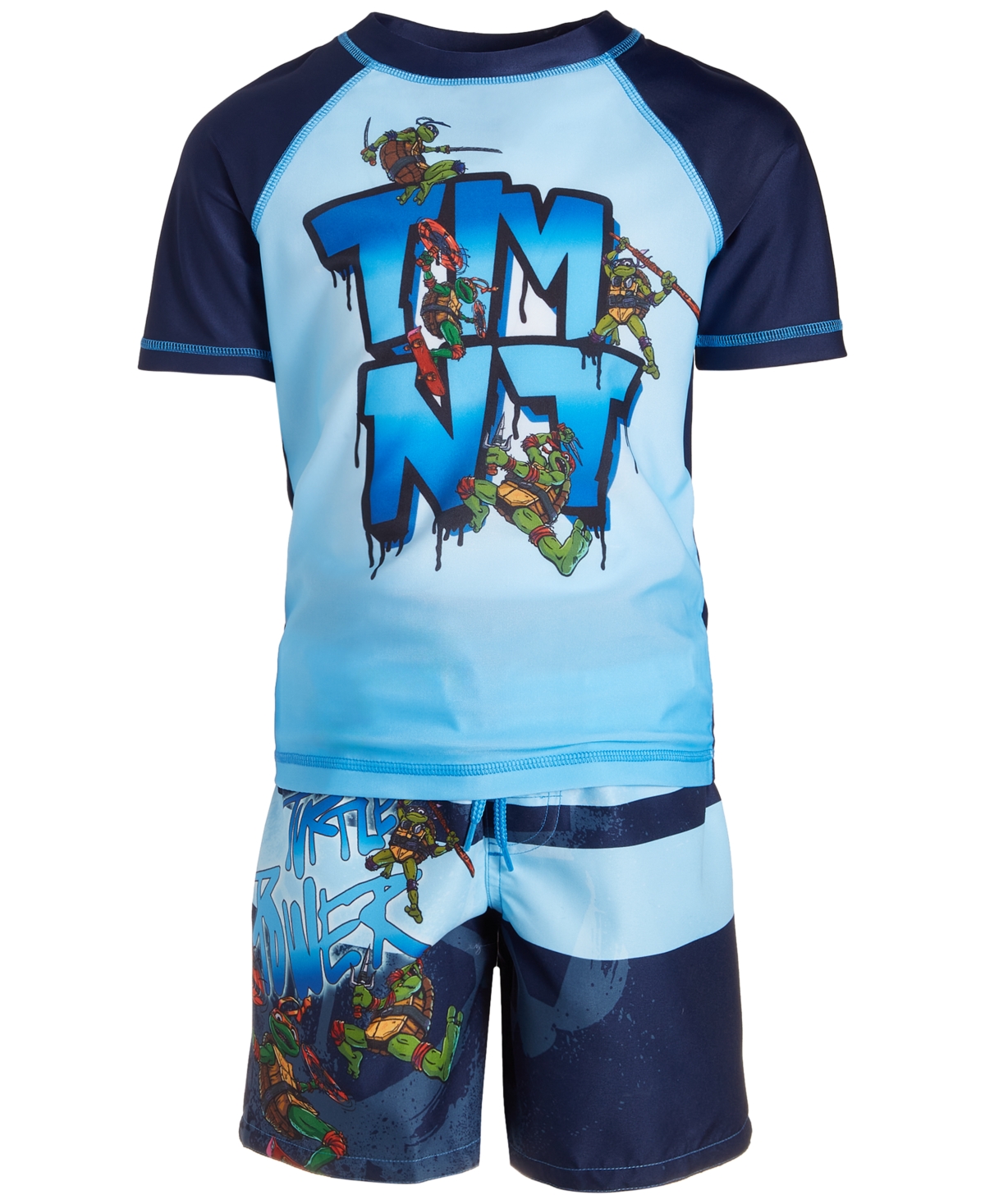 Shop Dreamwave Little Boys Teenage Mutant Ninja Turtles Rash Guard & Swim Trunks, 2 Piece Set In Blue