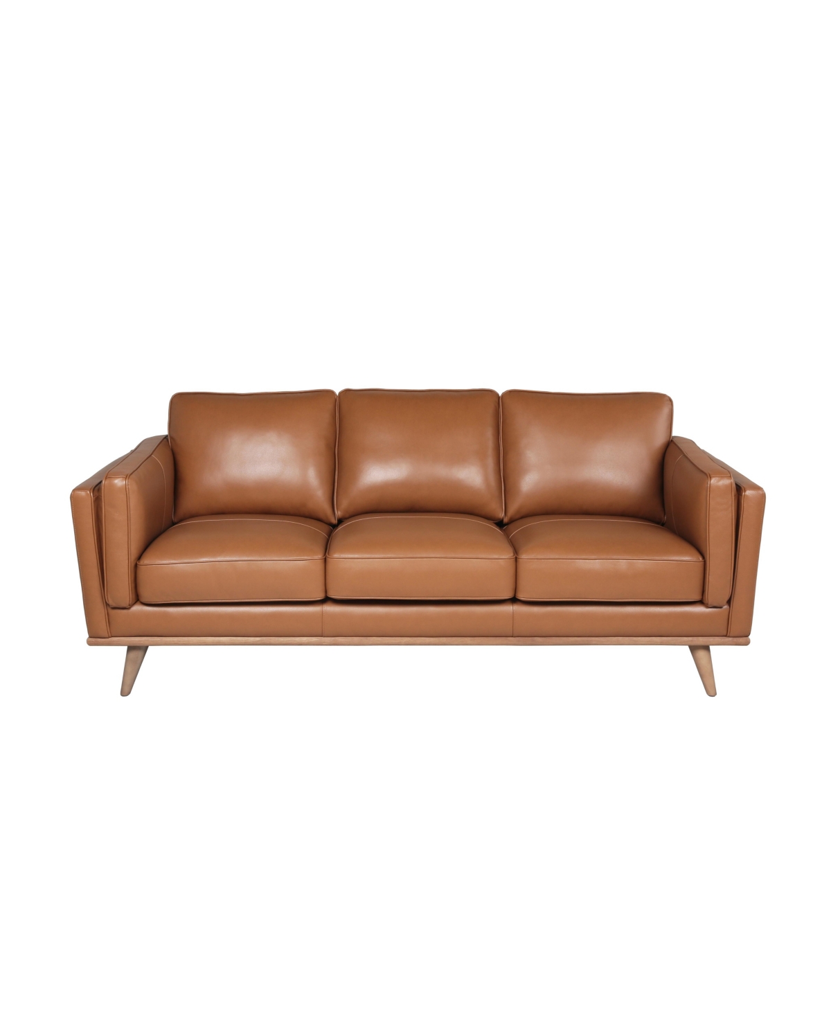 Shop Nice Link Addison 83" Mid-century Modern Leather Sofa In Camel Brown