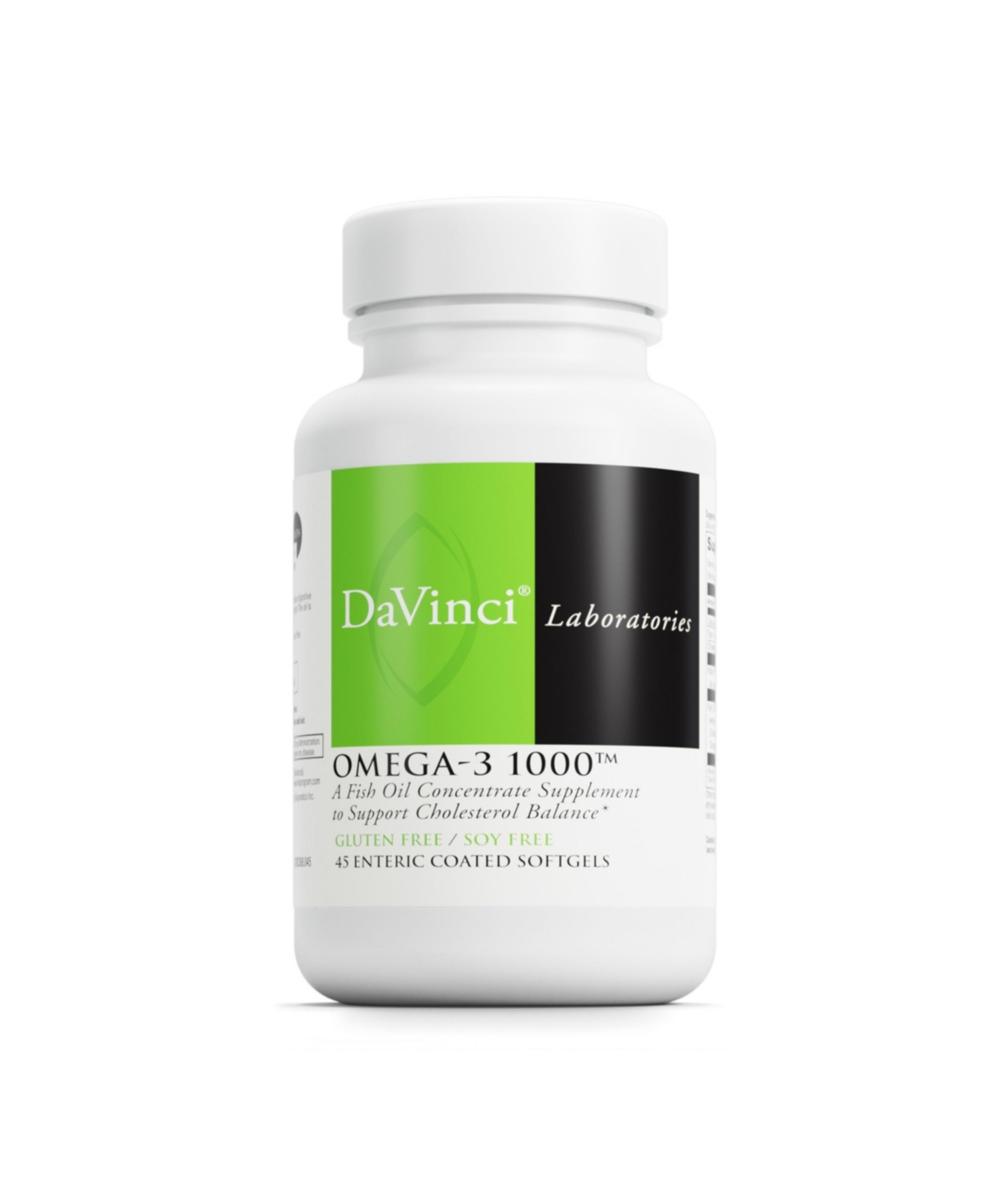 DaVinci Labs Omega-3 1000 - Dietary Supplement to Maintain Already Normal Cholesterol Levels and Support Immune System, Healthy Hair and Skin - Gluten