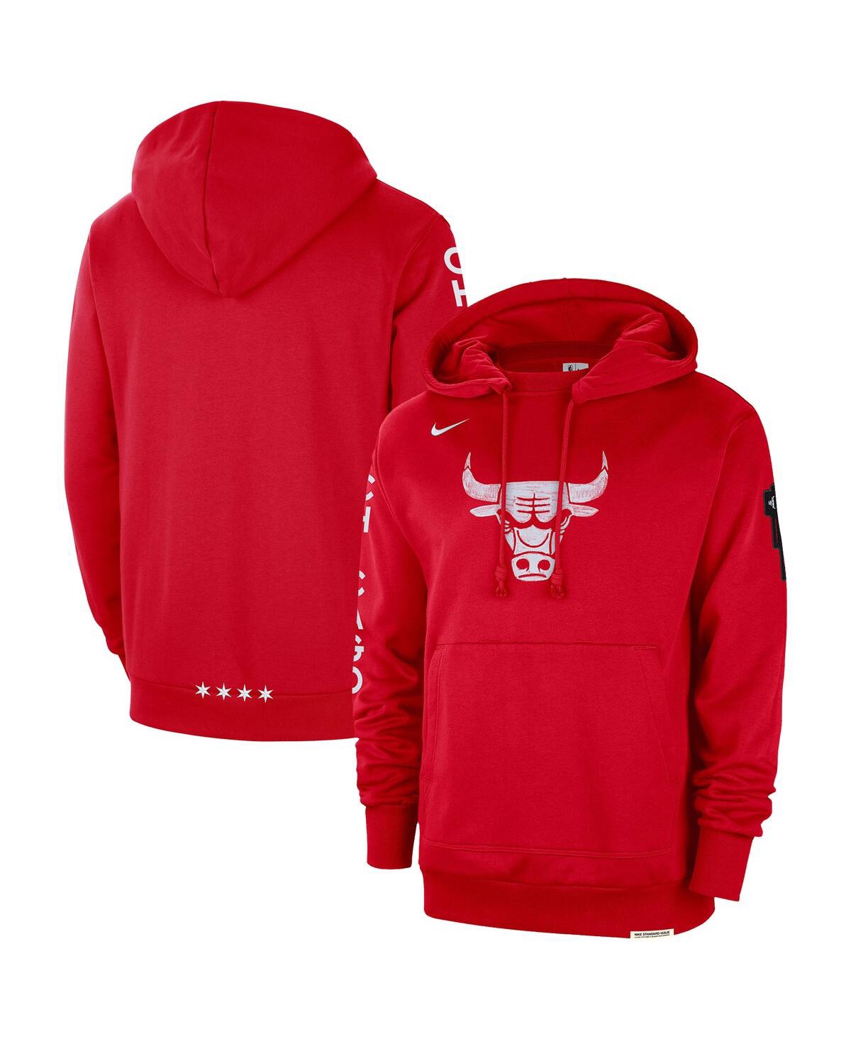 NIKE MEN'S NIKE RED DISTRESSED CHICAGO BULLS 2023/24 CITY EDITION COURTSIDE STANDARD ISSUE PULLOVER HOODI
