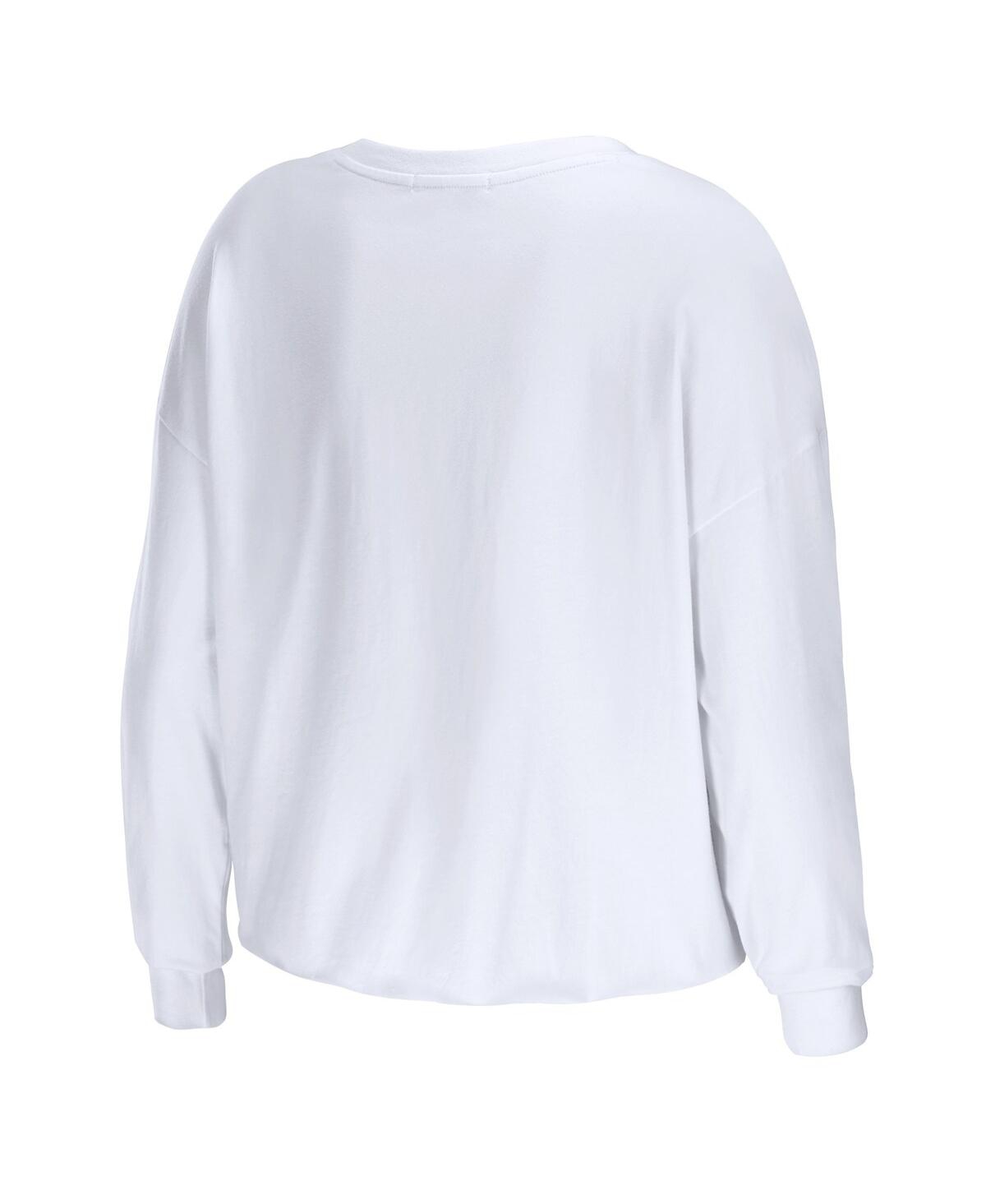 Shop Wear By Erin Andrews Women's  White Texas Longhorns Diamond Long Sleeve Cropped T-shirt