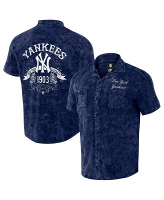 Men's Darius Rucker Collection by Navy Distressed New York Yankees Denim Team Color Button-Up Shirt