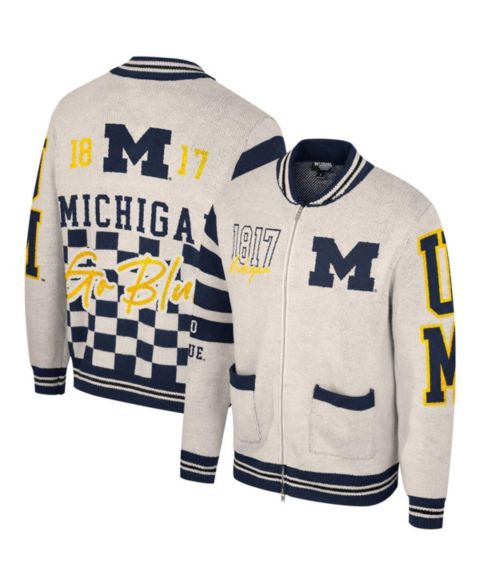 Мужской свитер The Wild Collective and Cream Michigan Wolverines Jacquard Full-Zip