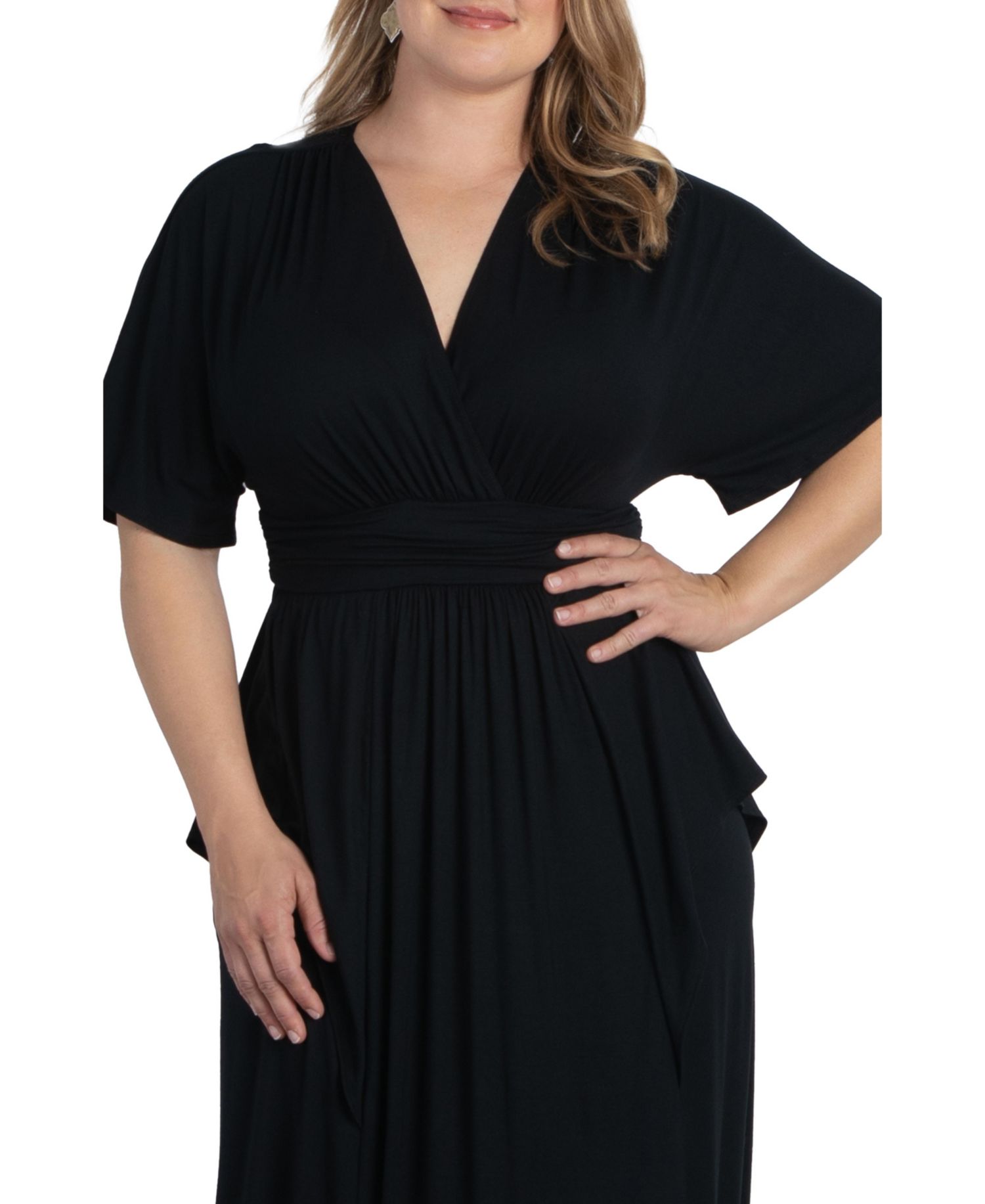 Women's Plus Size Indie Flair Maxi Dress with Kimono Sleeves