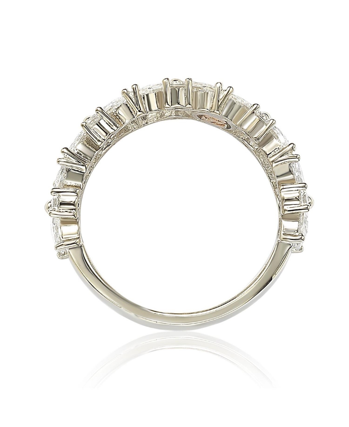 Suzy Levian New York Suzy Levian Sterling Silver Multi-Cut Cubic Zirconia Floral 3/4 Eternity Ring