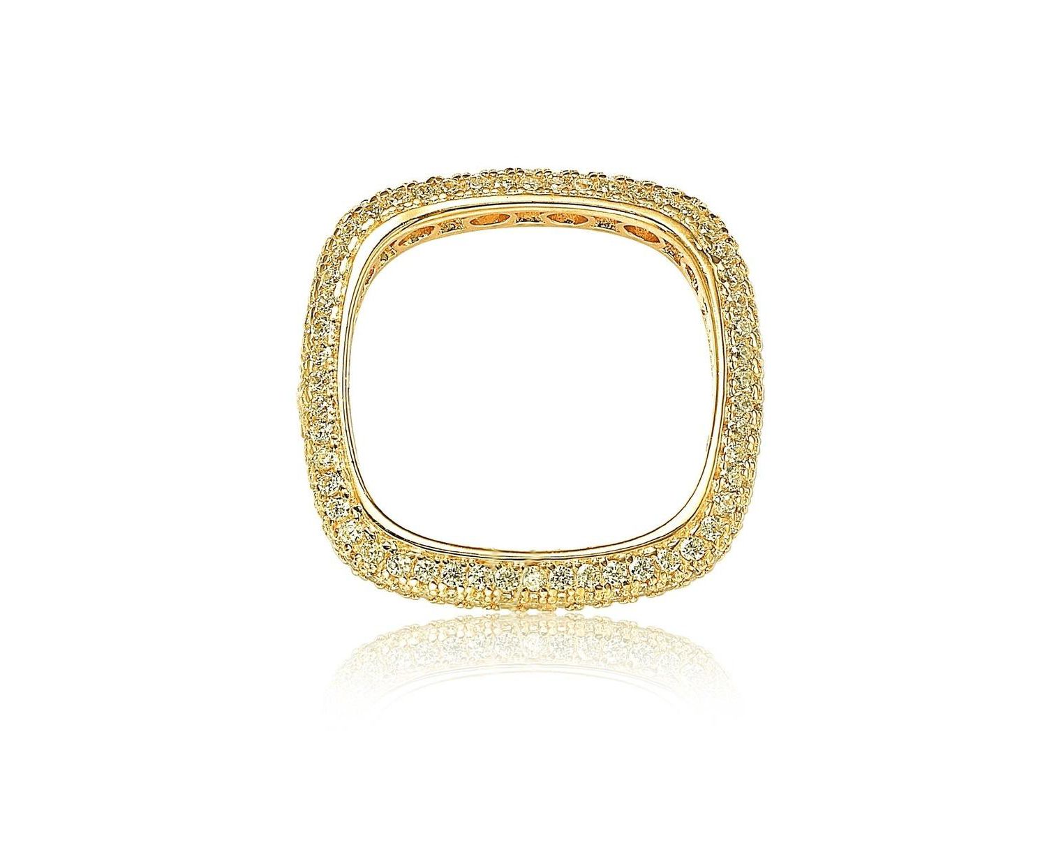 Suzy Levian Sterling Silver Cubic Zirconia Thin Modern Pave Square Eternity Band