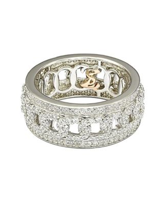 Suzy Levian Sterling Silver Cubic Zirconia Link Eternity Band Ring