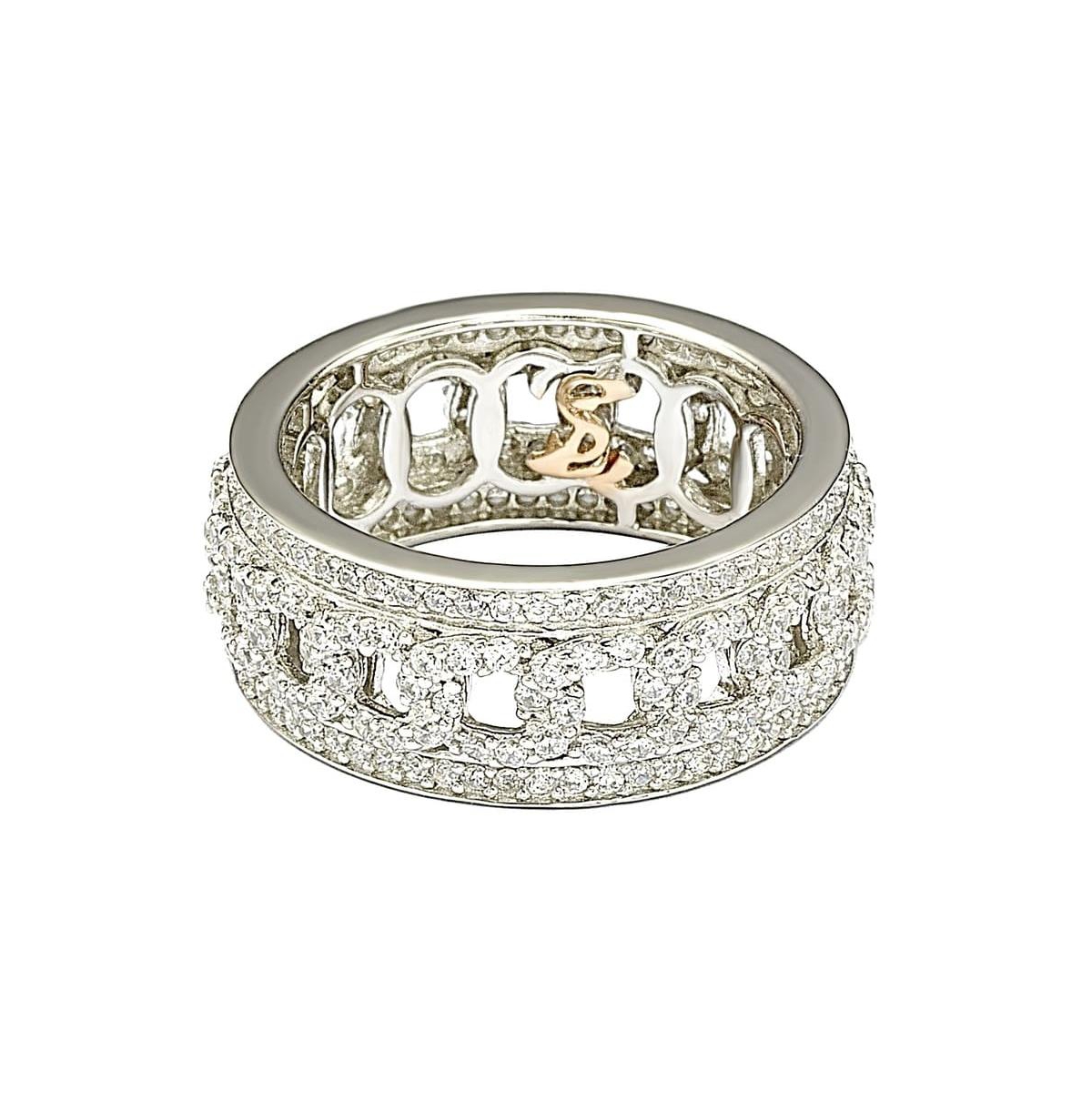 Suzy Levian New York Suzy Levian Sterling Silver Cubic Zirconia Link Eternity Band Ring