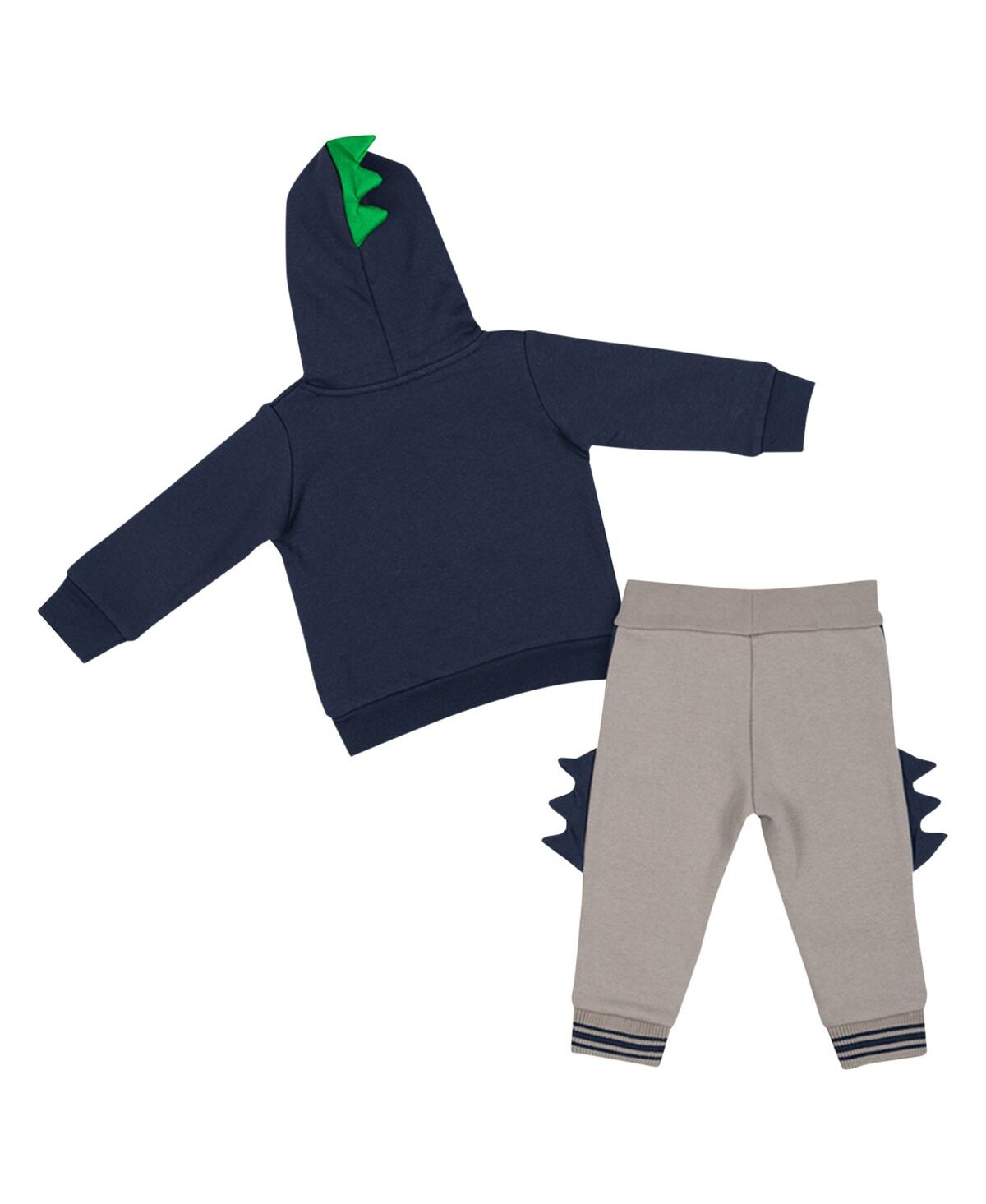 Shop Colosseum Infant Boys And Girls  Navy, Gray Notre Dame Fighting Irish Dino Pullover Hoodie And Pants  In Navy,gray
