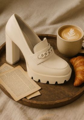 CORINNE Womens Chain Embellished Chunky Loafers