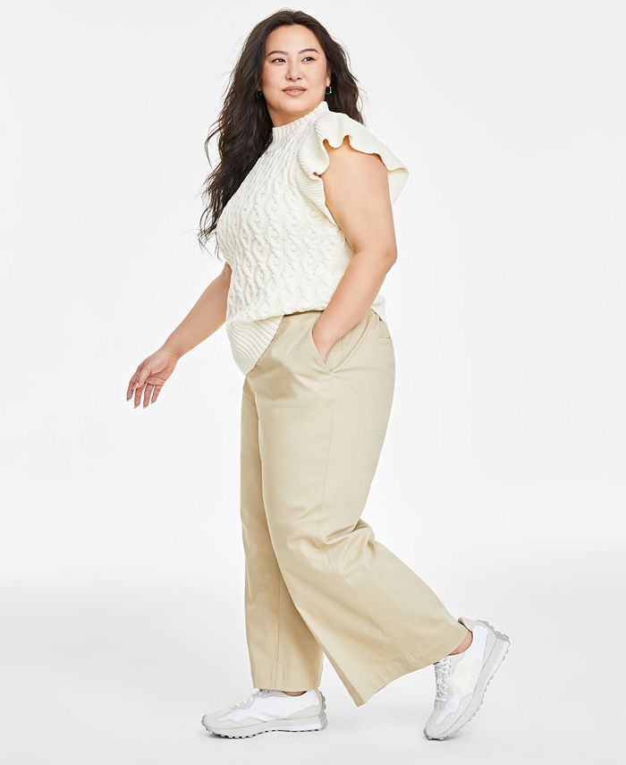 On 34th Plus Size Wide-Leg Chino Pants, Created for Macy's - Macy's