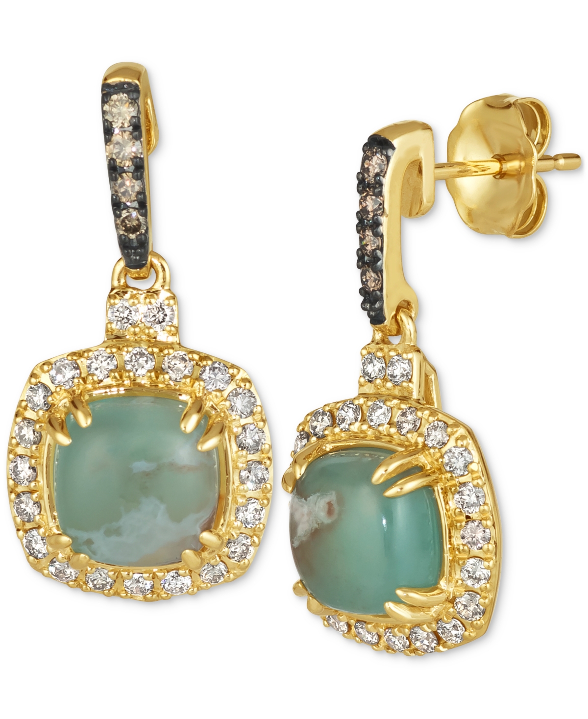 Le Vian Peacock Aquaprase (2-3/8 Ct. T.w.) & Diamond (1/2 Ct. T.w.) Halo Drop Earrings In 14k Gold In K Honey Gold Earrings
