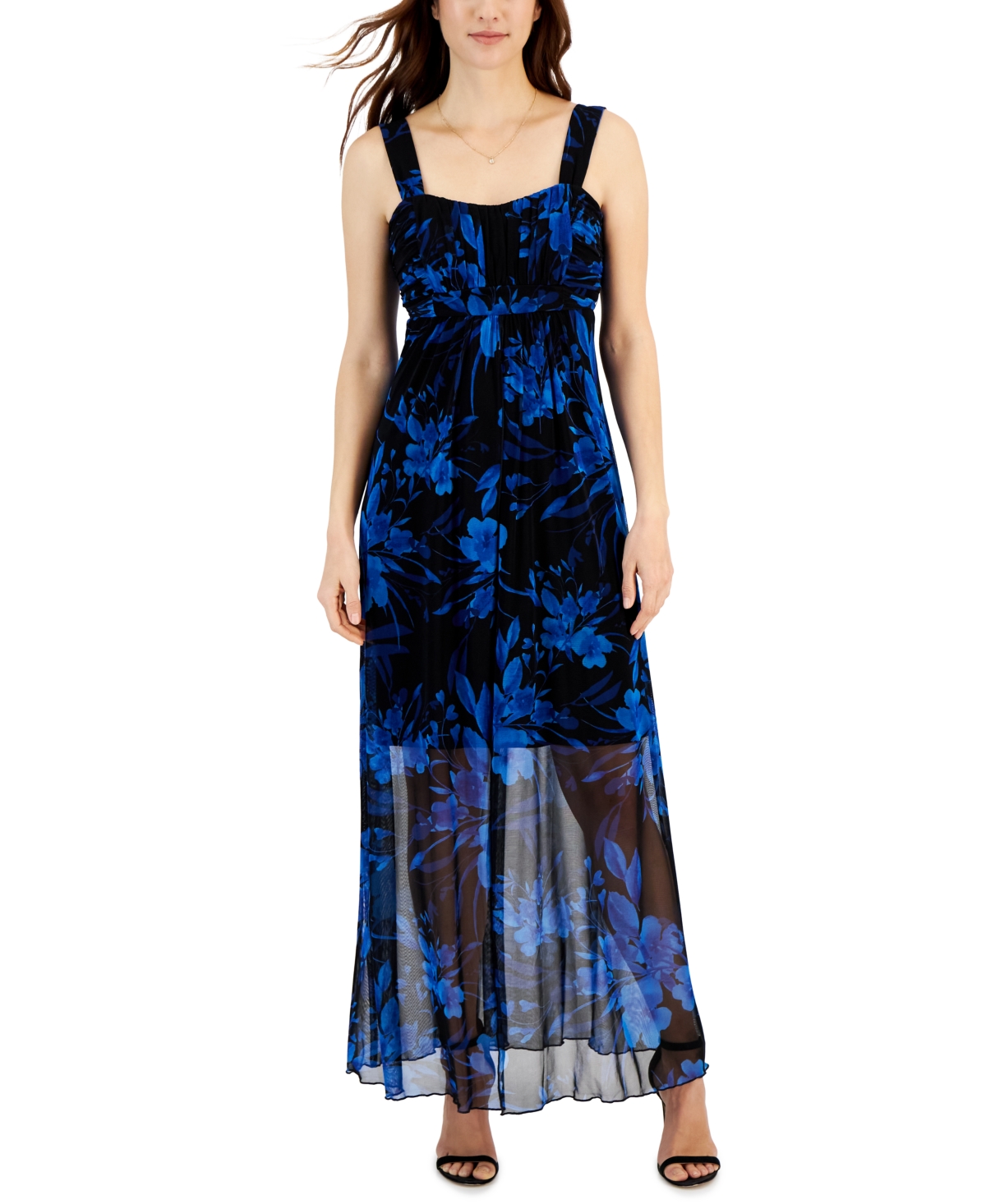 Women's Sleeveless Empire-Waist Maxi Dress - Cobalt Blue