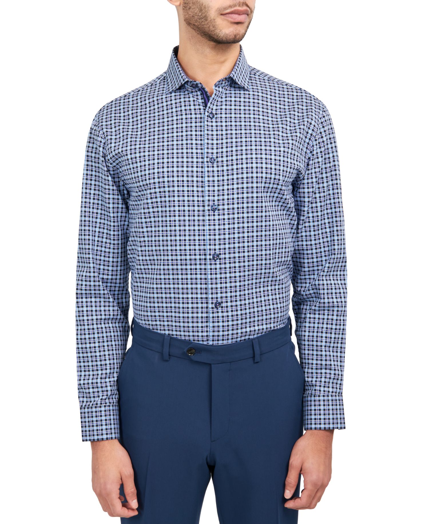 Men's Regular-Fit Twill Check Dress Shirt