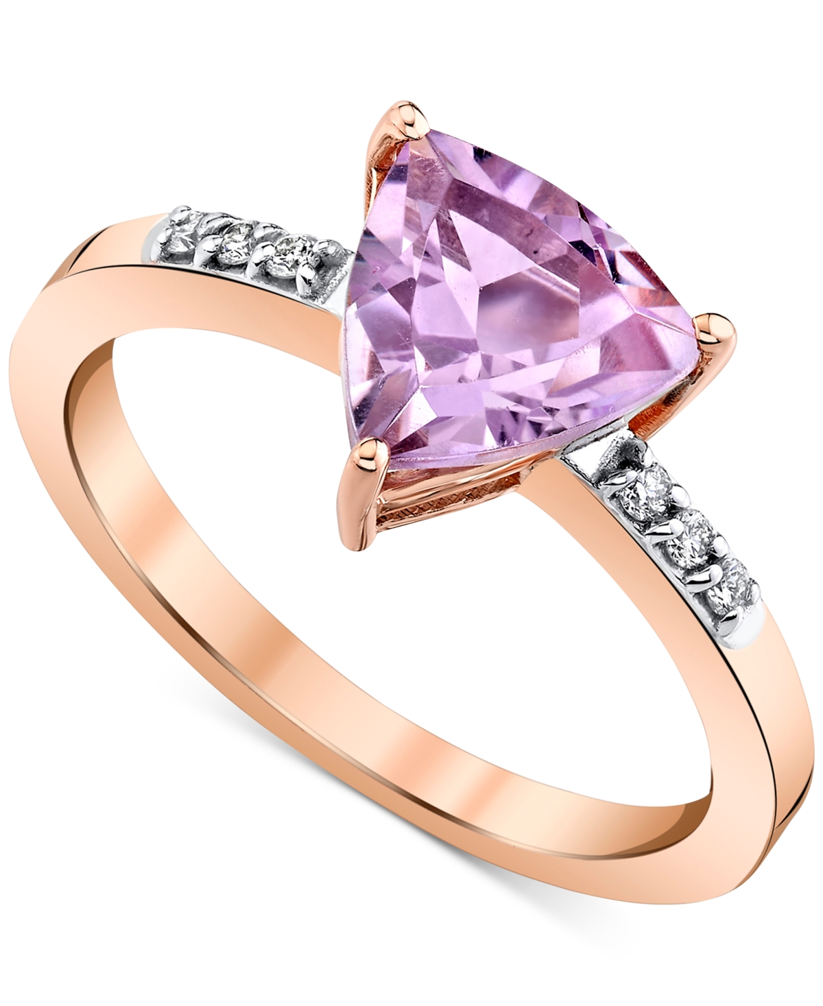 Macy's Pink Amethyst (1-5/8 Ct. T.w.) & Diamond Accent Trillion Ring 10k Rose Gold
