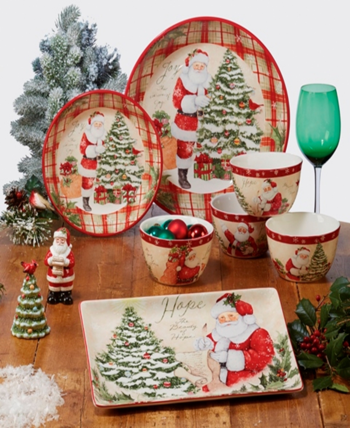 Certified International Holiday Wishes 4-pc. Soup/pasta In Beige,red,green