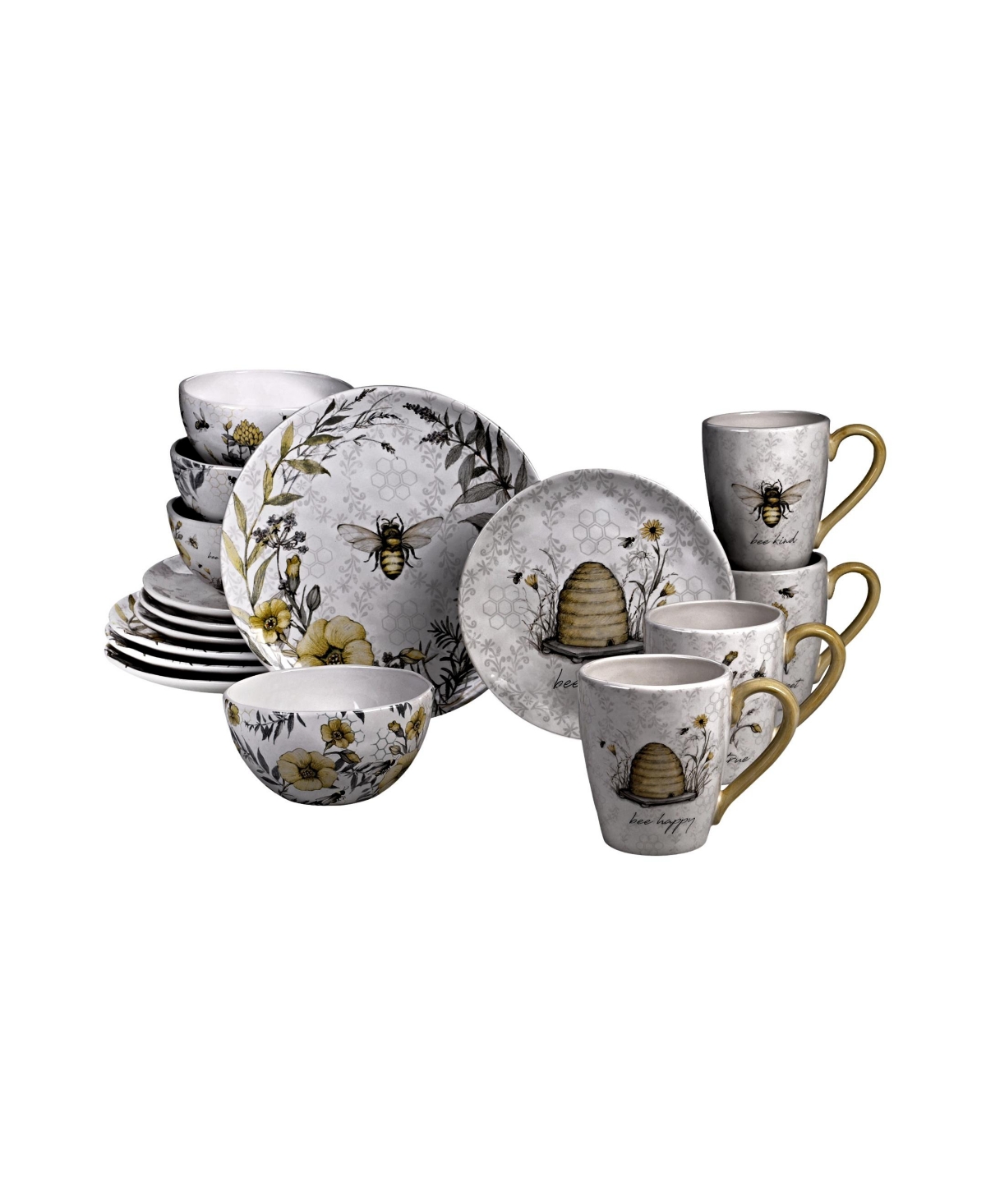 Certified International Bee Sweet 4-Pc. Ice Cream Bowls asst. -yellow/black