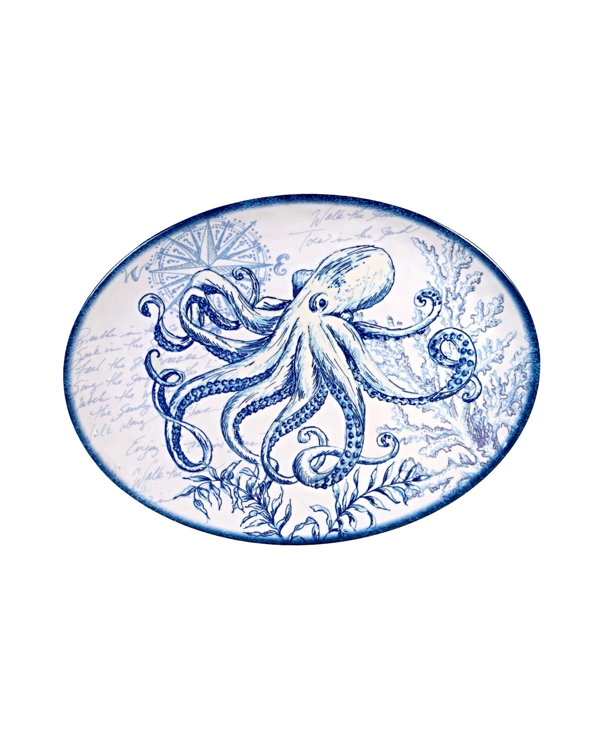 Certified International Oceanic Melamine 2-pc. Platter Set In Dark Blue,white