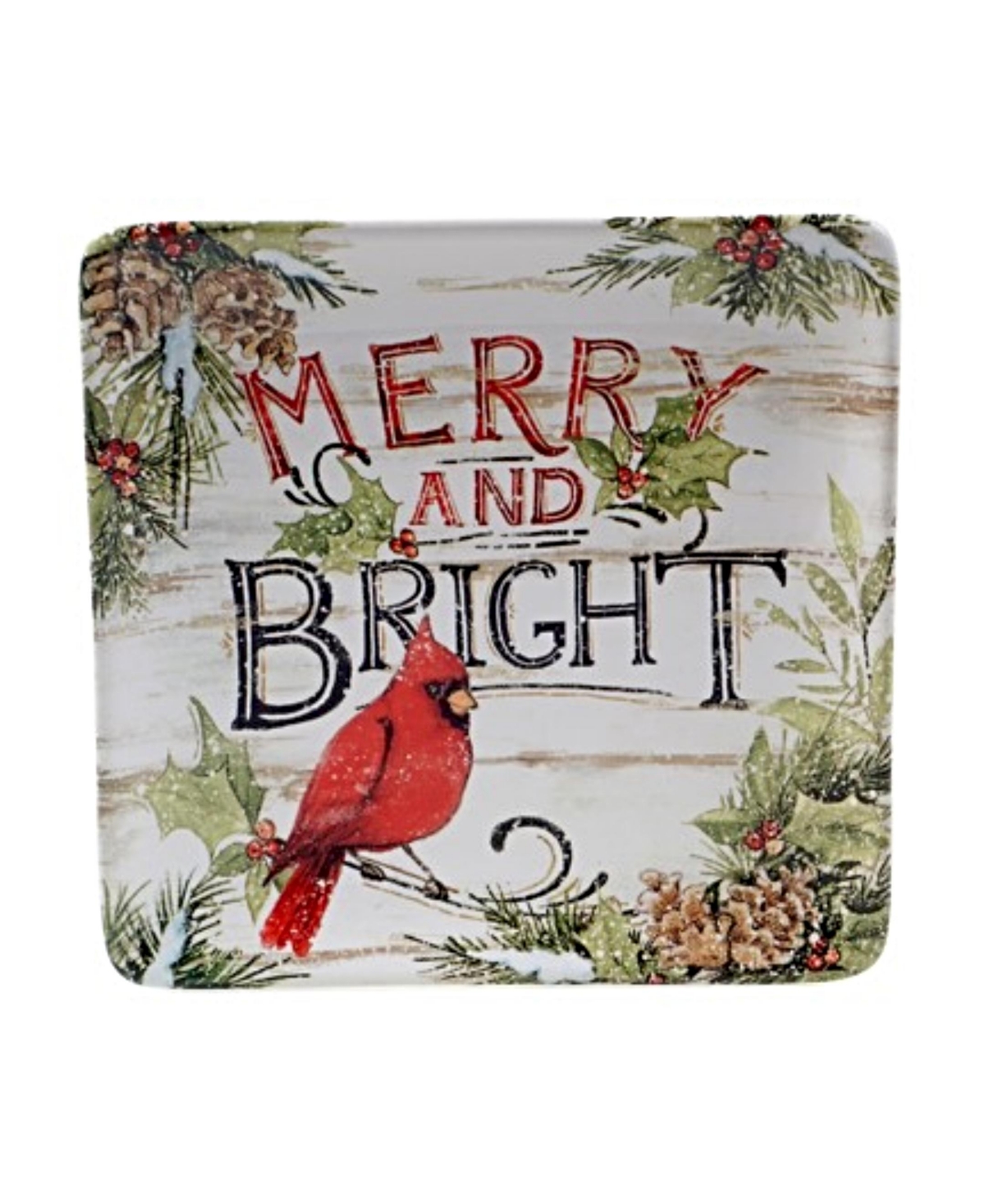 Certified International Evergreen Christmas 4 Piece Dessert Plate