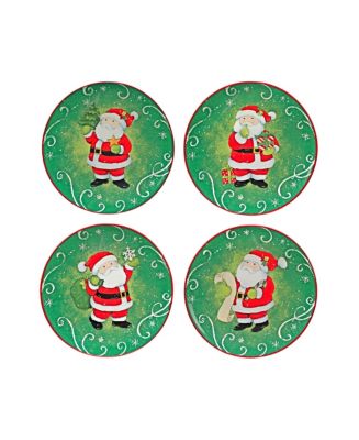 Holiday Magic Santa 4 Piece Dessert Plate Set - Macy's