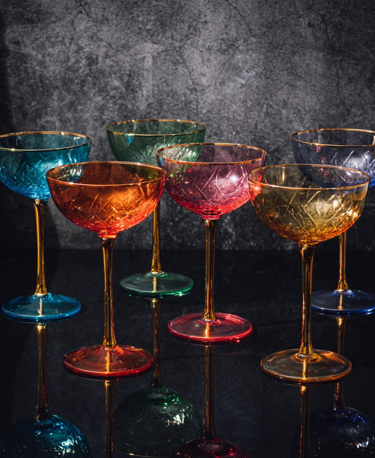 The Wine Savant Martini And Champagne Vintage Art Deco Coupe Glasses,, Set of 6