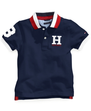 Shop Tommy Hilfiger Toddler Boys Striped Collar Matt Polo In Masters Navy