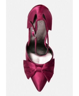 DINGLES Womens Bow Embellished Satin Stiletto Sandals