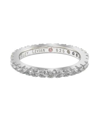 Suzy Levian Sterling Silver Thin Cubic Zirconia Eternity Band