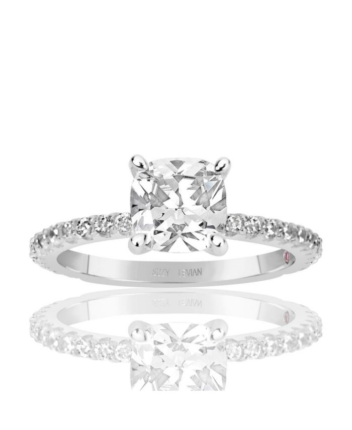 Suzy Levian New York Suzy Levian Sterling Silver Cushion Cut Cubic