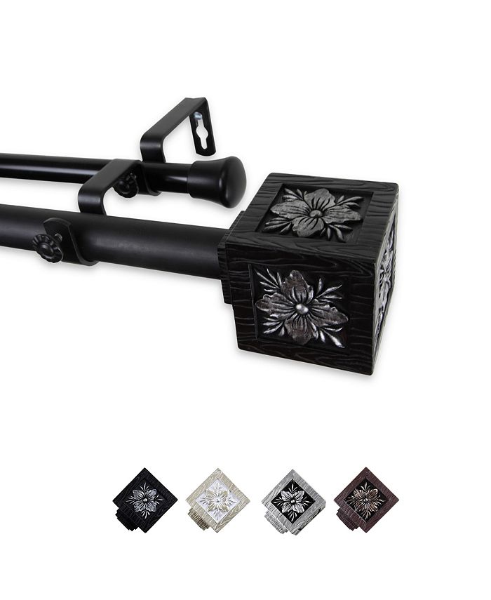 Rod Desyne - Ophelia Double Curtain Rod 1" OD 120-170 inch - Black