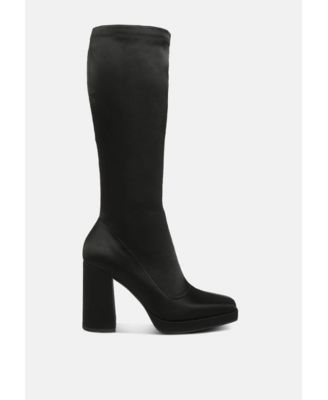 Womens PRESTO Pink Stretchable Satin Long Boot