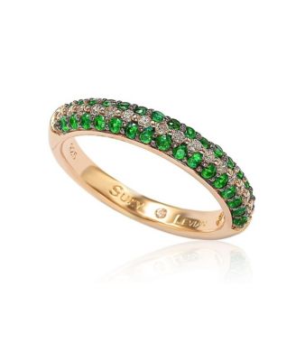 Suzy Levian Rose Sterling Silver Micro-Pave Colored Cubic Zirconia Stackable Band