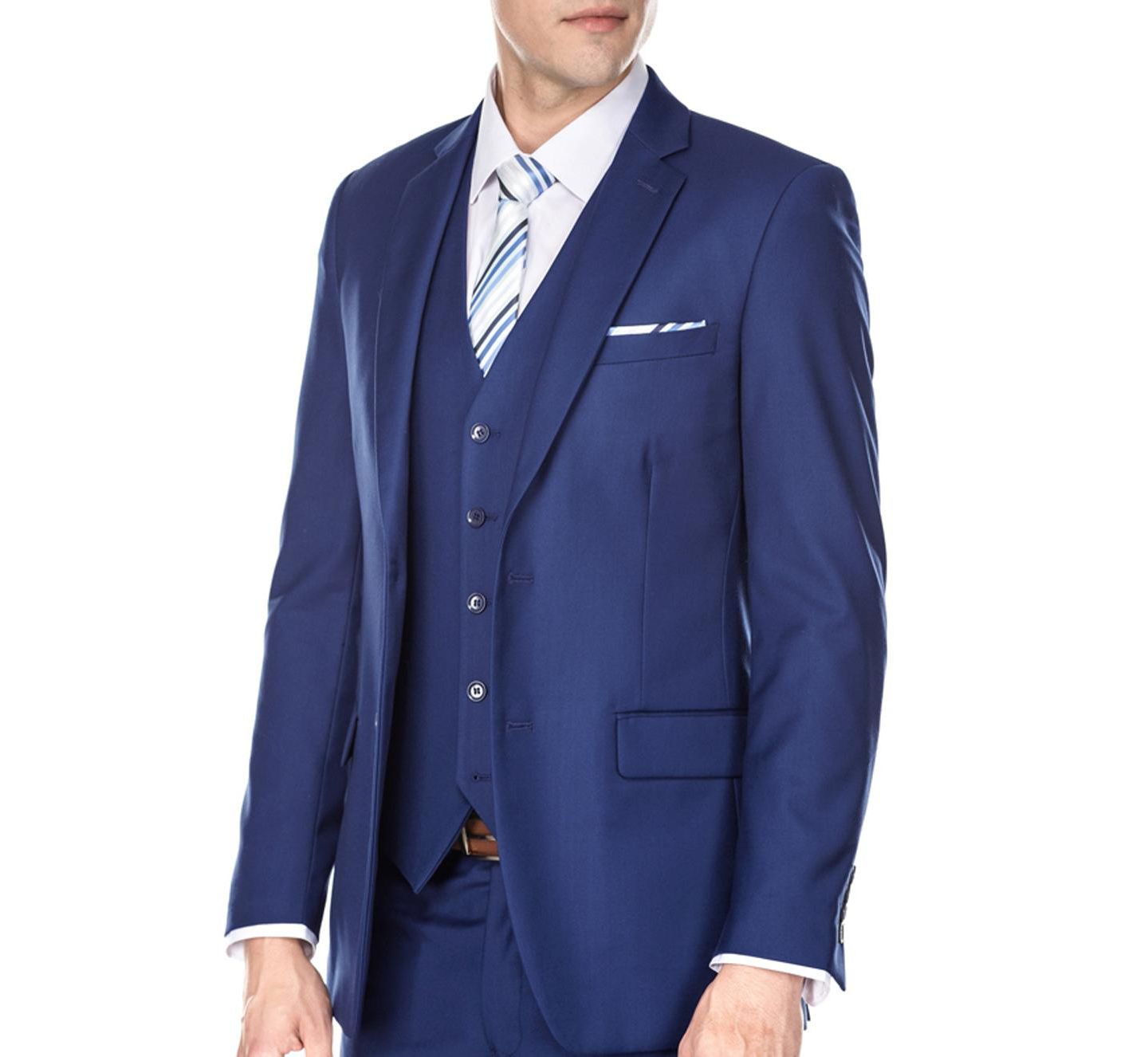 Мужские комплекты Braveman 3-Piece Premium Vested 3-Piece Slim Fit Suit, цвет: Синий — фото 2