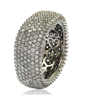 Suzy Levian Sterling Silver Cubic Zirconia Square Pave Eternity Ring
