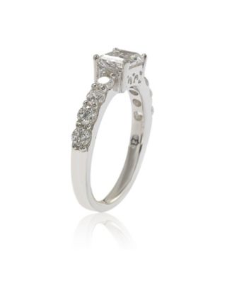 Suzy Levian Sterling Silver Assher Cut Cubic Zirconia Bridal Eternity Band