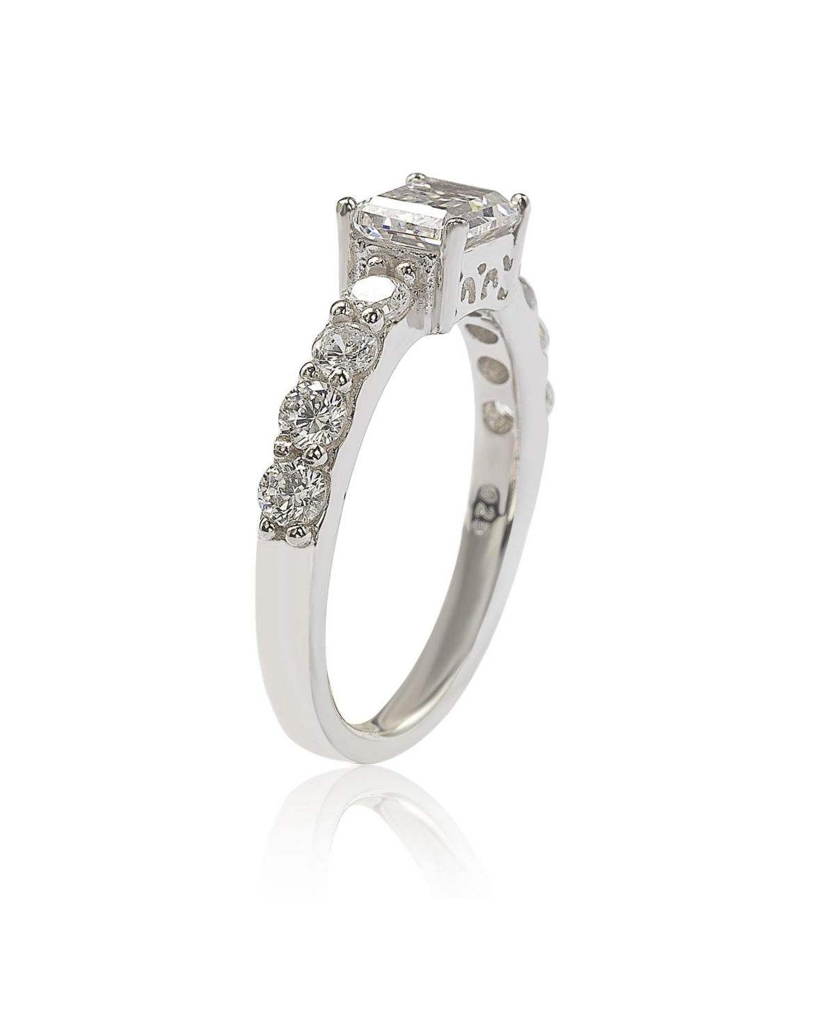 Suzy Levian New York Suzy Levian SterlingAssher Cut Cubic Zirconia Bridal Eternity Band Ring - Silver