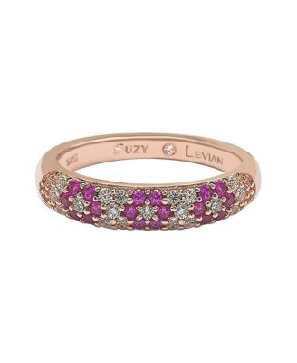 Suzy Levian Sterling Silver Floral Cubic Zirconia Half Band