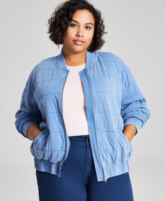 And Now This - Trendy Plus Size Quilted Bomber Jacket
