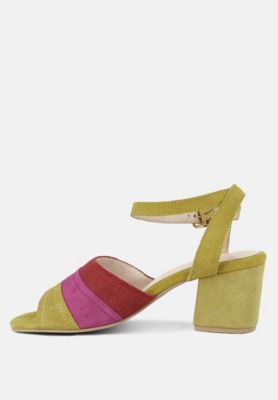 MON-BEAU Women Fine Suede Block Heeled Sandal