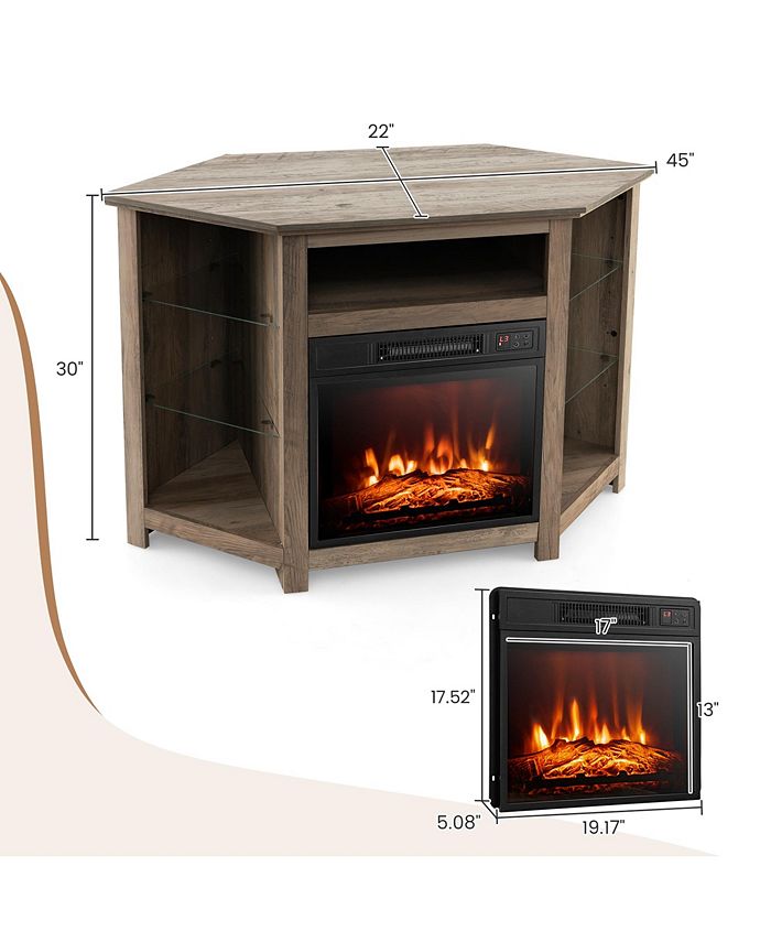 Costway Fireplace TV Stand with Led Lights & 18'' Electric Fireplace for Tvs up to 50'' Macy's