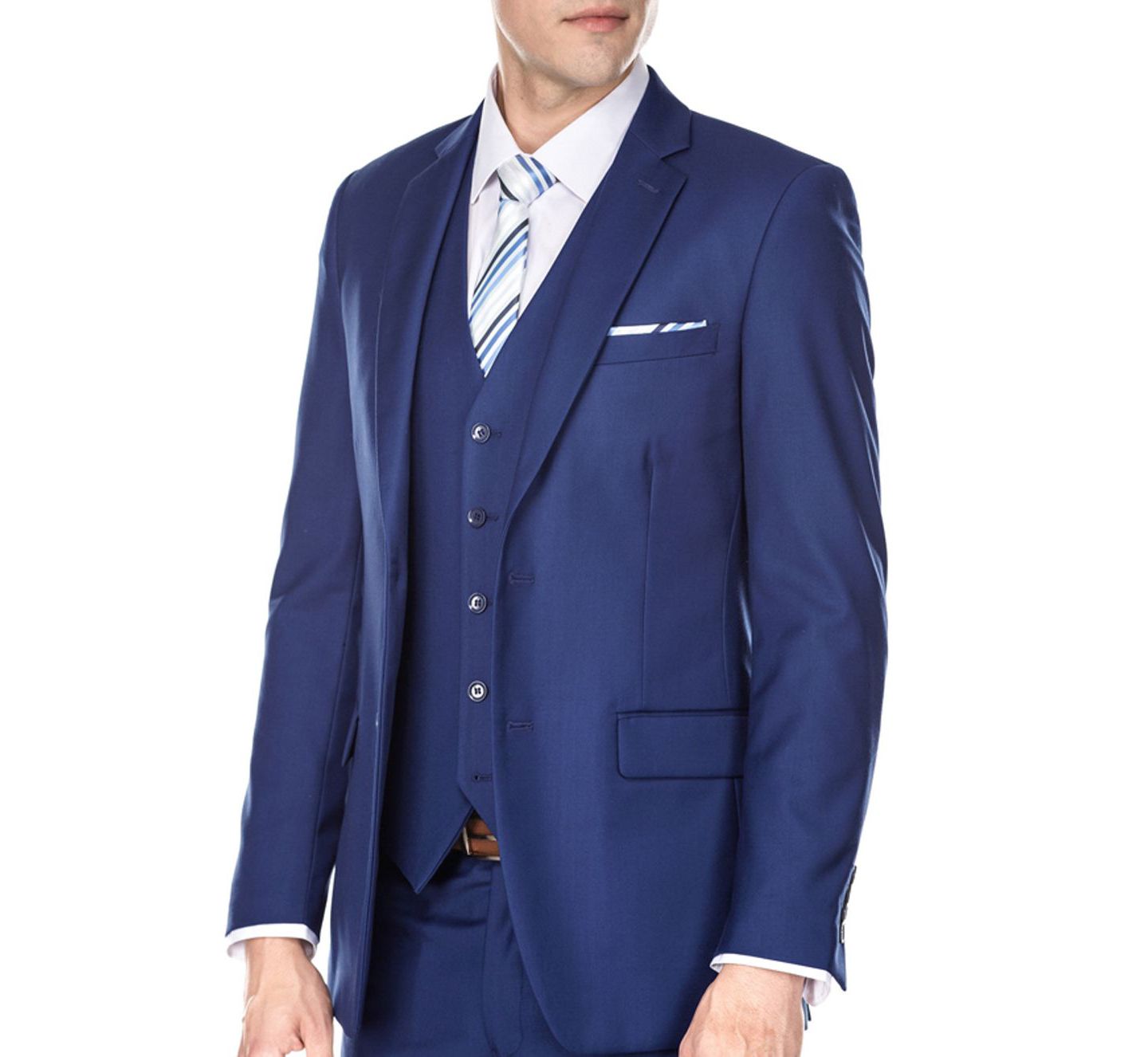 Мужские комплекты Braveman 3-Piece Premium Vested 3-Piece Slim Fit Suit, цвет: Синий — фото 3