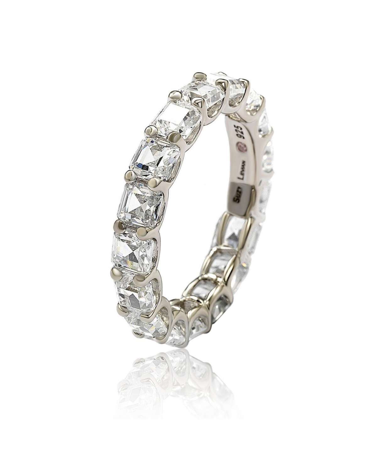 Suzy Levian New York Suzy Levian Sterling Silver Cubic Zirconia Asscher Cut Eternity Band Ring