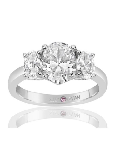 Украшения Suzy Levian New York Suzy Levian Sterling Silver White Oval Cut Cubic Zirconia 3-Stone Center Stone Ring