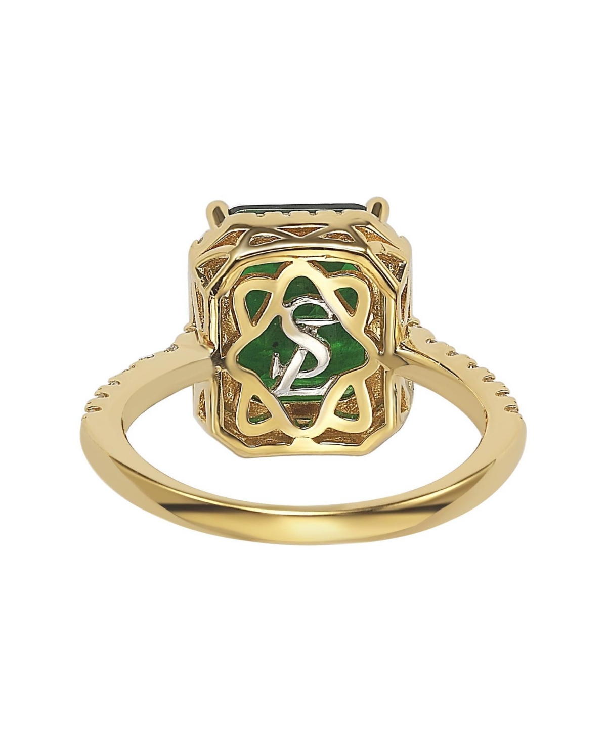 Suzy Levian New York Suzy Levian Sterling Silver Large Emerald-Cut Cubic Zirconia Halo Ring