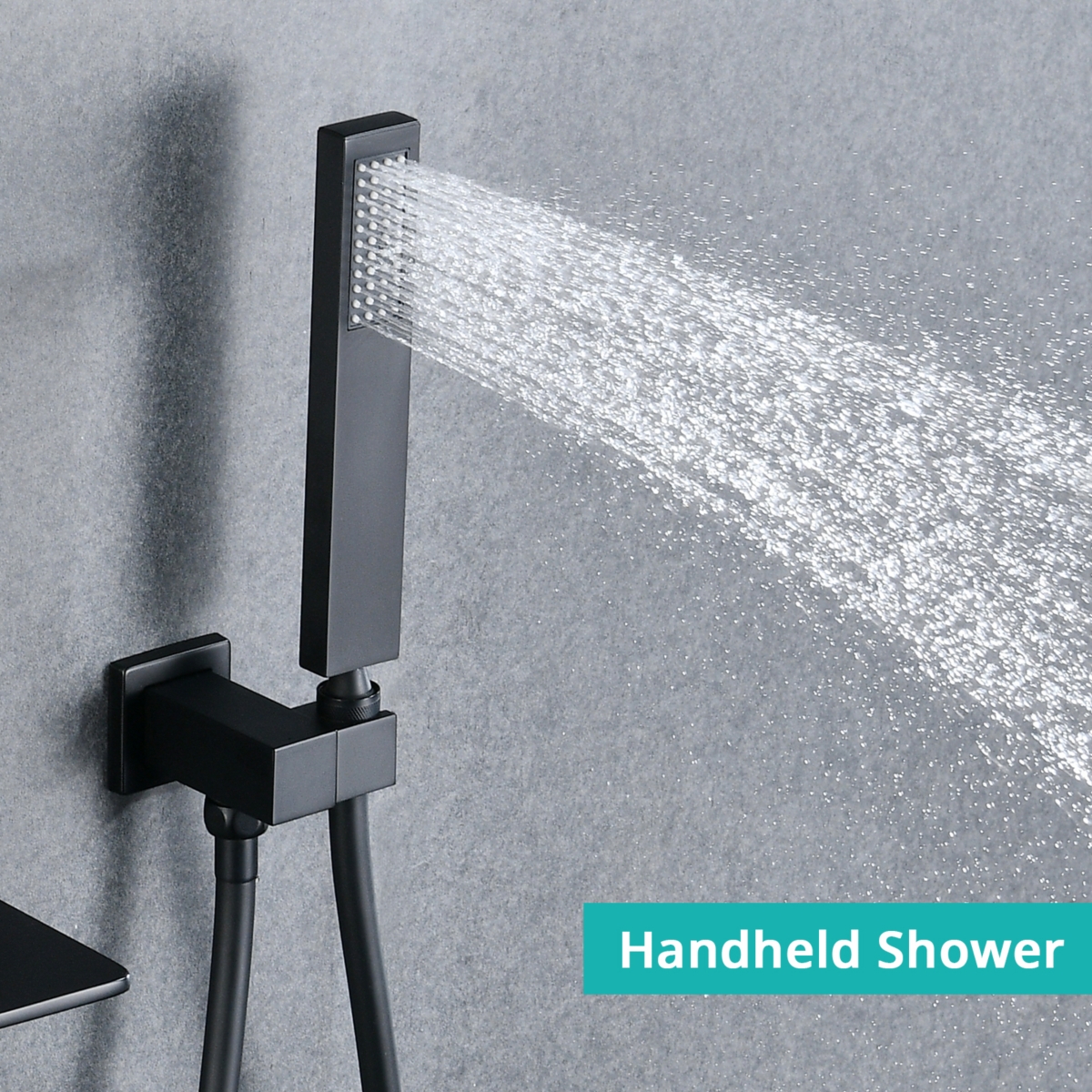 Modern Style Matte Black Wall Mount Tub Filler Bathroom Bathtub Faucet Shower Set 0002
